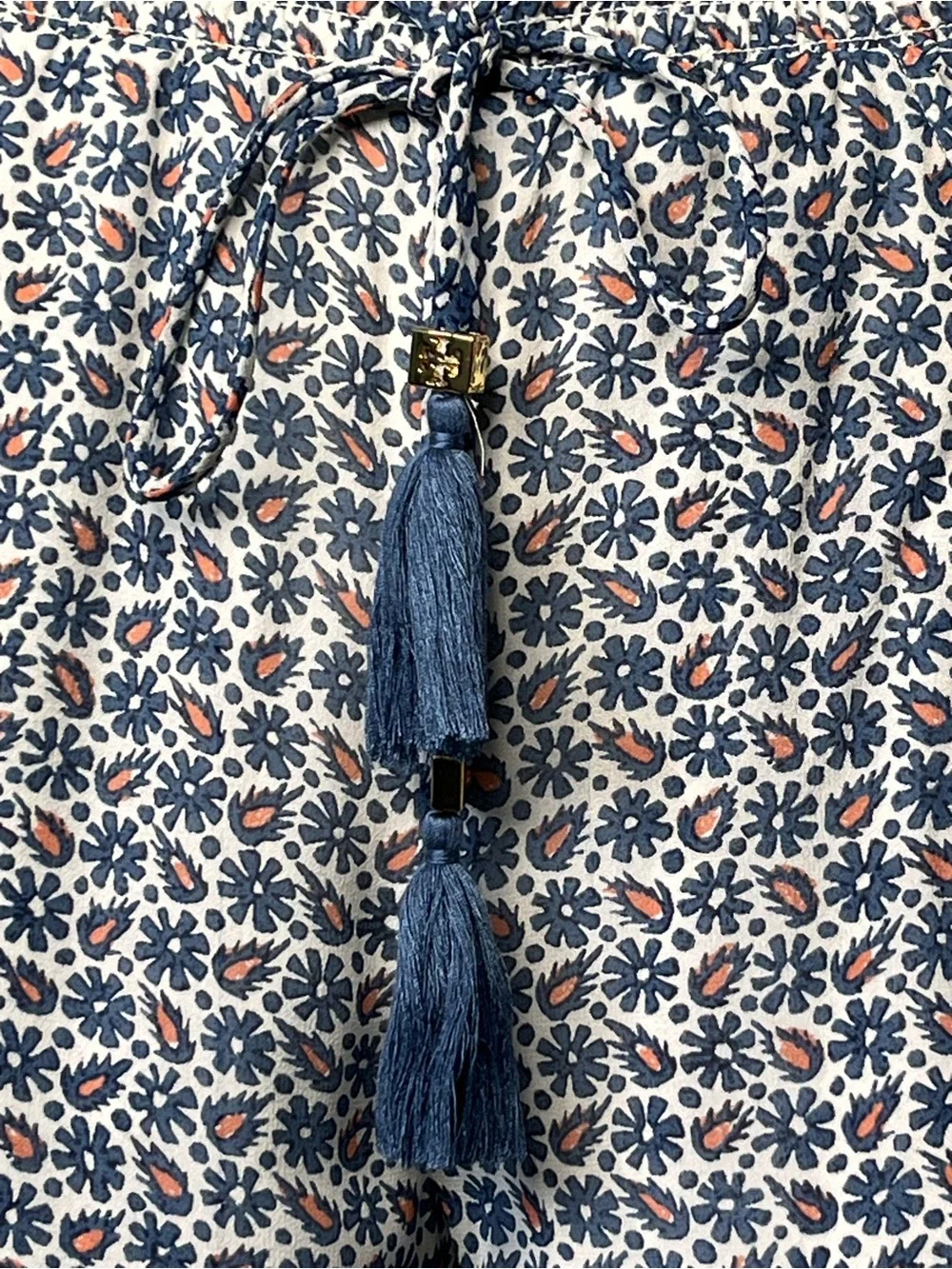 Tory Burch Silk Ditsy Floral Wide Leg Halter D-Ring Tassel Jumpsuit XS